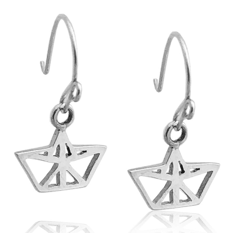 Aretes de plata 925 Colgante Barco de Papel Sólido artesanales — Luminé Zacatecas