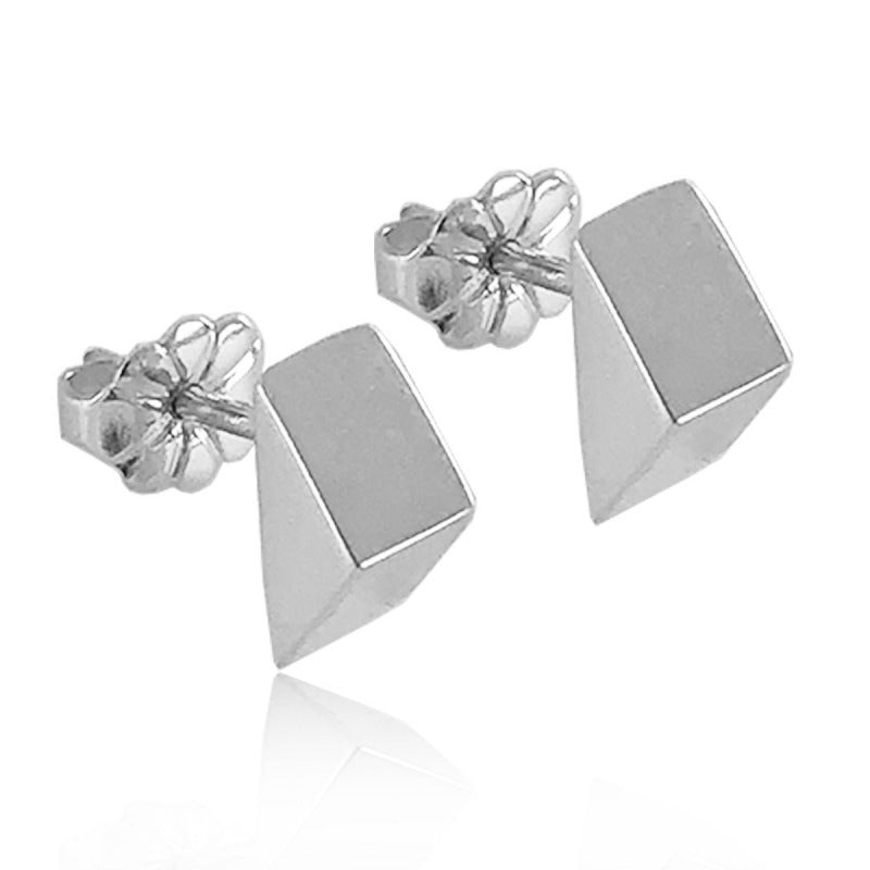 Aretes de plata 925 Botón Prisma Romboidal artesanales — Luminé Zacatecas
