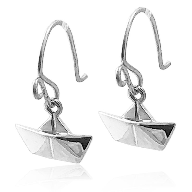Aretes de plata 925 Colgante Origami Barco artesanales — Luminé Zacatecas
