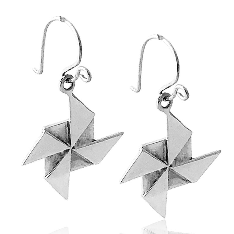 Aretes de plata 925 Colgante Origami Rehilete artesanales — Luminé Zacatecas