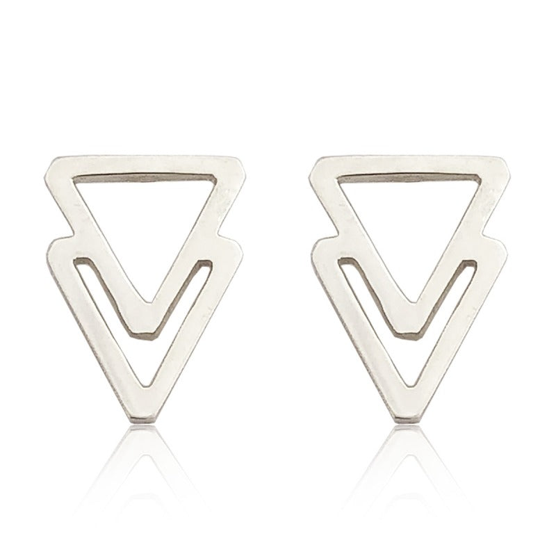 Aretes de plata 925 Botón Triángulos S artesanales — Luminé Zacatecas