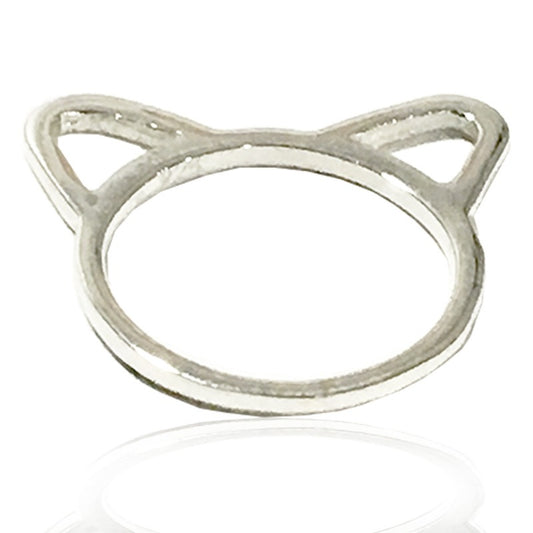 Anillo de plata 925 Silueta de Gato artesanal — Luminé Zacatecas