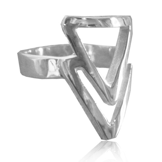 Anillo de plata 925 Doble Triángulo artesanal — Luminé Zacatecas