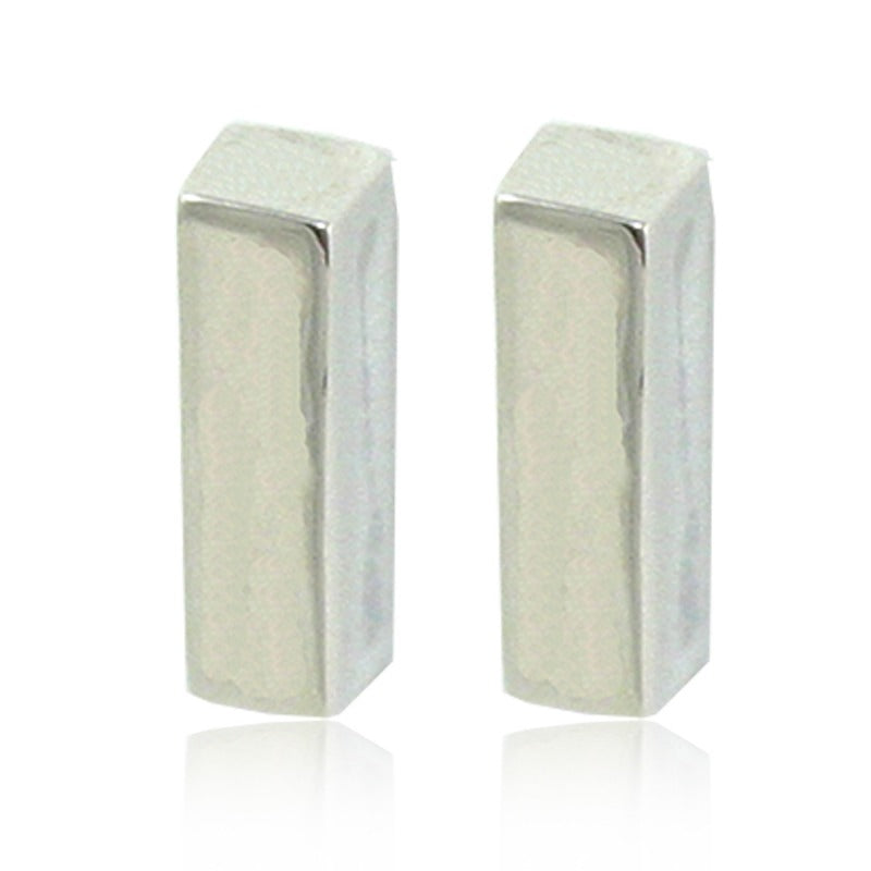 Aretes de plata 925 Barra Segmentada con Brillo Espejo artesanales — Luminé Zacatecas