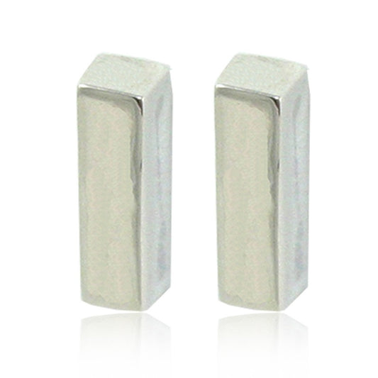 Aretes de plata 925 Barra Segmentada con Brillo Espejo artesanales — Luminé Zacatecas