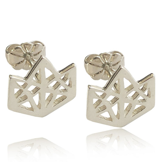 Aretes de plata 925 Rectángulo Calado con Triángulo Interior artesanales — Luminé Zacatecas