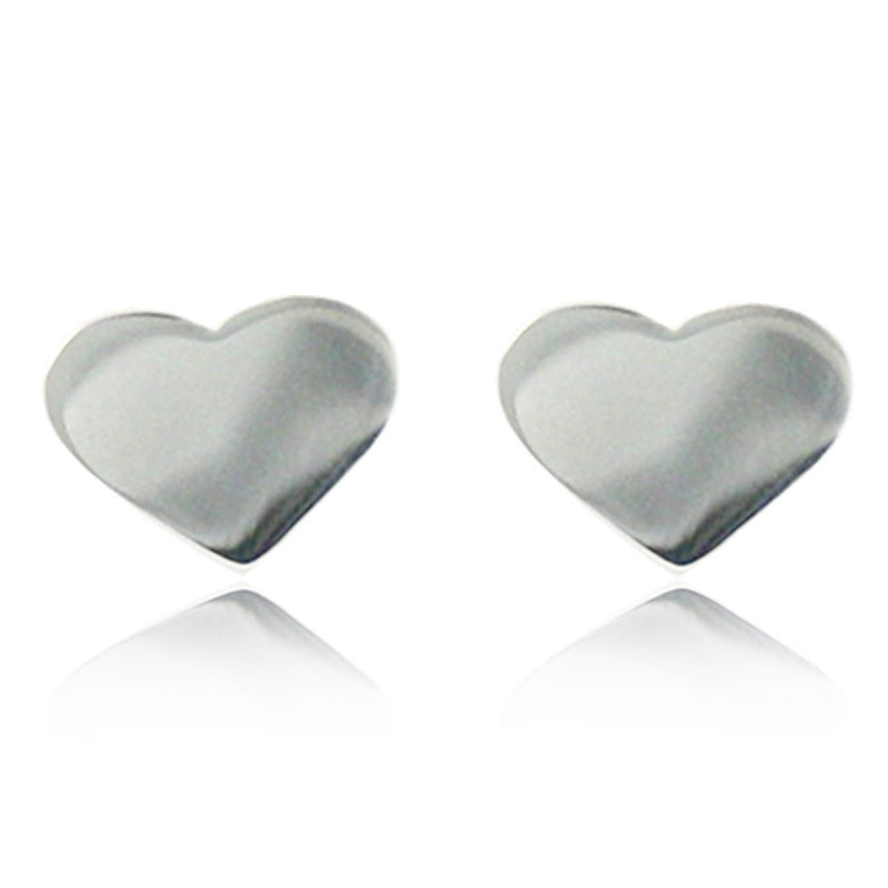 Aretes de plata 925 Botón Corazón Liso artesanales — Luminé Zacatecas