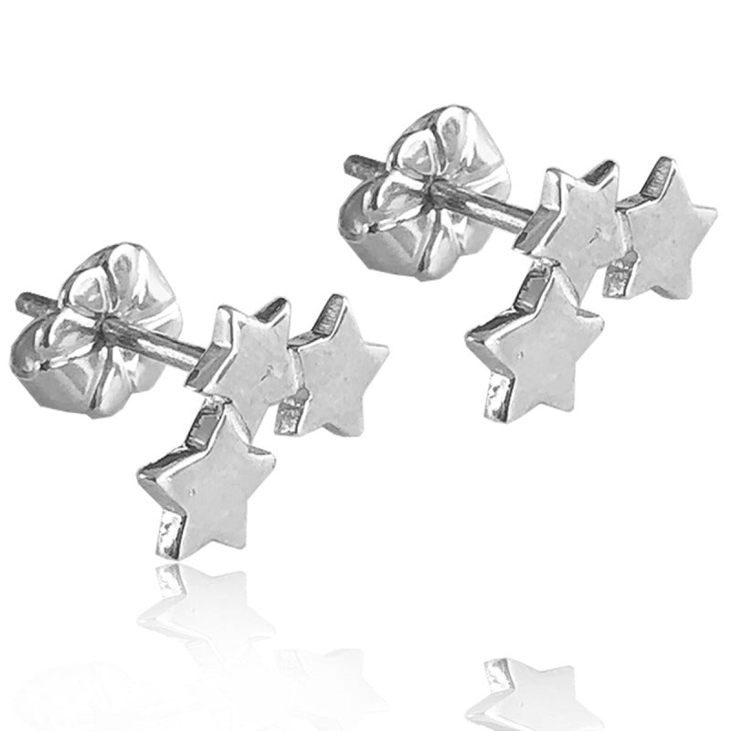 Aretes de plata 925 Botón Estrellitas artesanales — Luminé Zacatecas