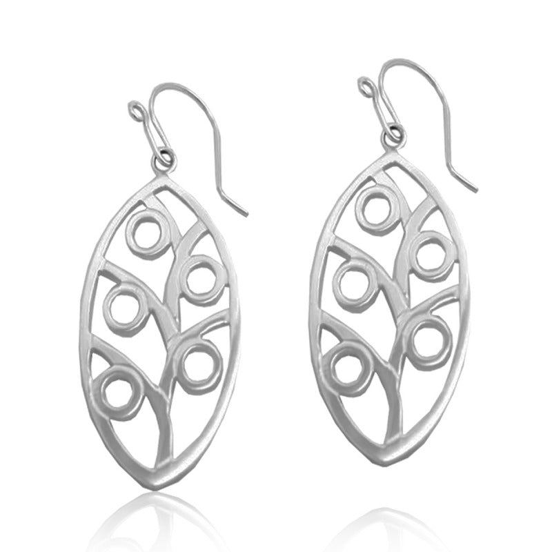 Aretes de plata 925 Colgante Hojas artesanales — Luminé Zacatecas