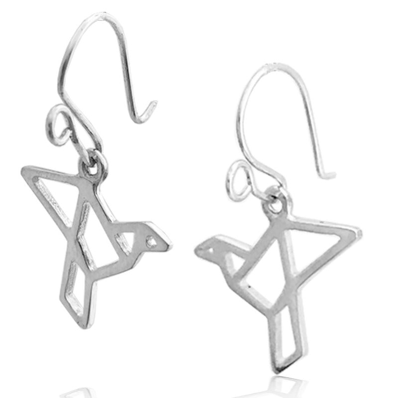 Aretes de plata 925 Colgante Pájaro Origami artesanales — Luminé Zacatecas