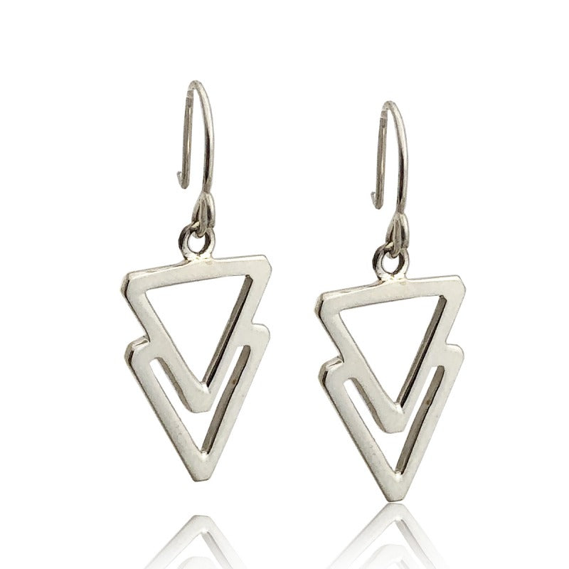 Aretes de plata 925 Colgante Triángulos C artesanales — Luminé Zacatecas