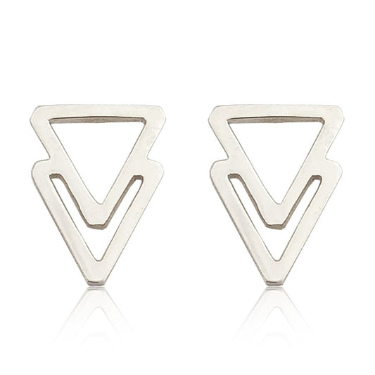 Aretes de plata 925 Botón Triángulos S artesanales — Luminé Zacatecas