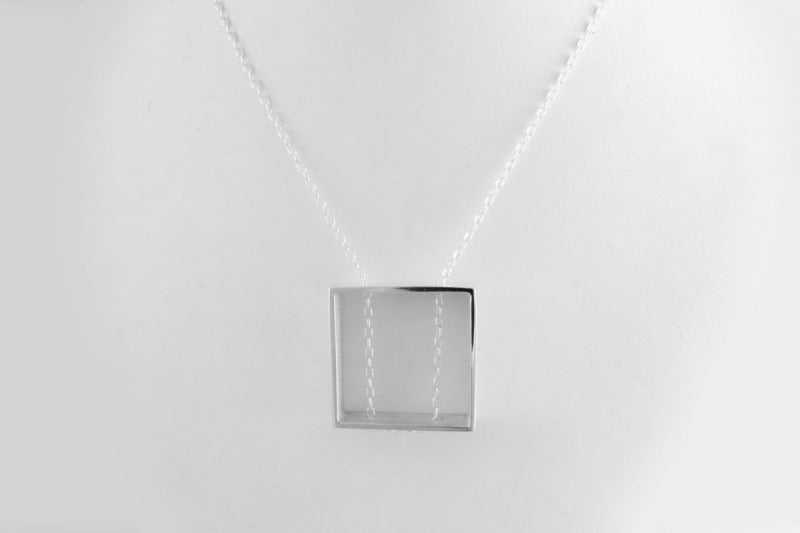 Collar de plata 925 Cuadro artesanal — Luminé Zacatecas