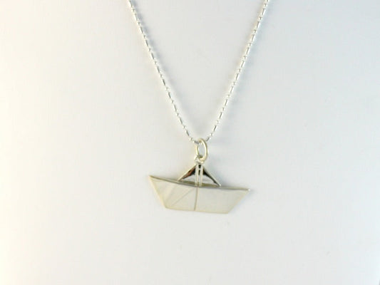 Dije de plata 925 Origami Barco artesanal — Luminé Zacatecas