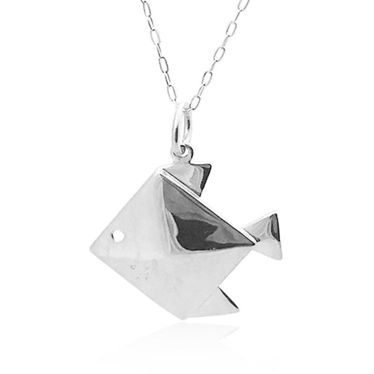 Dije de plata 925 Origami Pez artesanal — Luminé Zacatecas