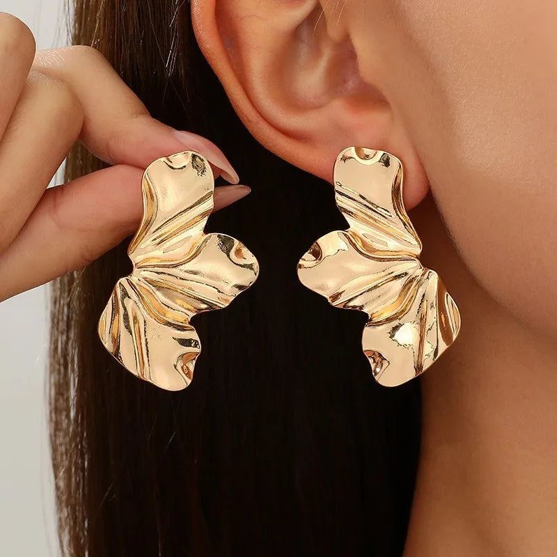 Aretes “Gala Orgànica” Diseño Acero inoxidable con baño de Oro 18K