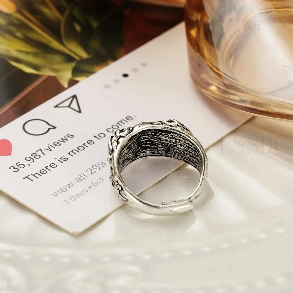 Anillo Vintage de Búho en Plata Ajustable, Estilo Gótico
