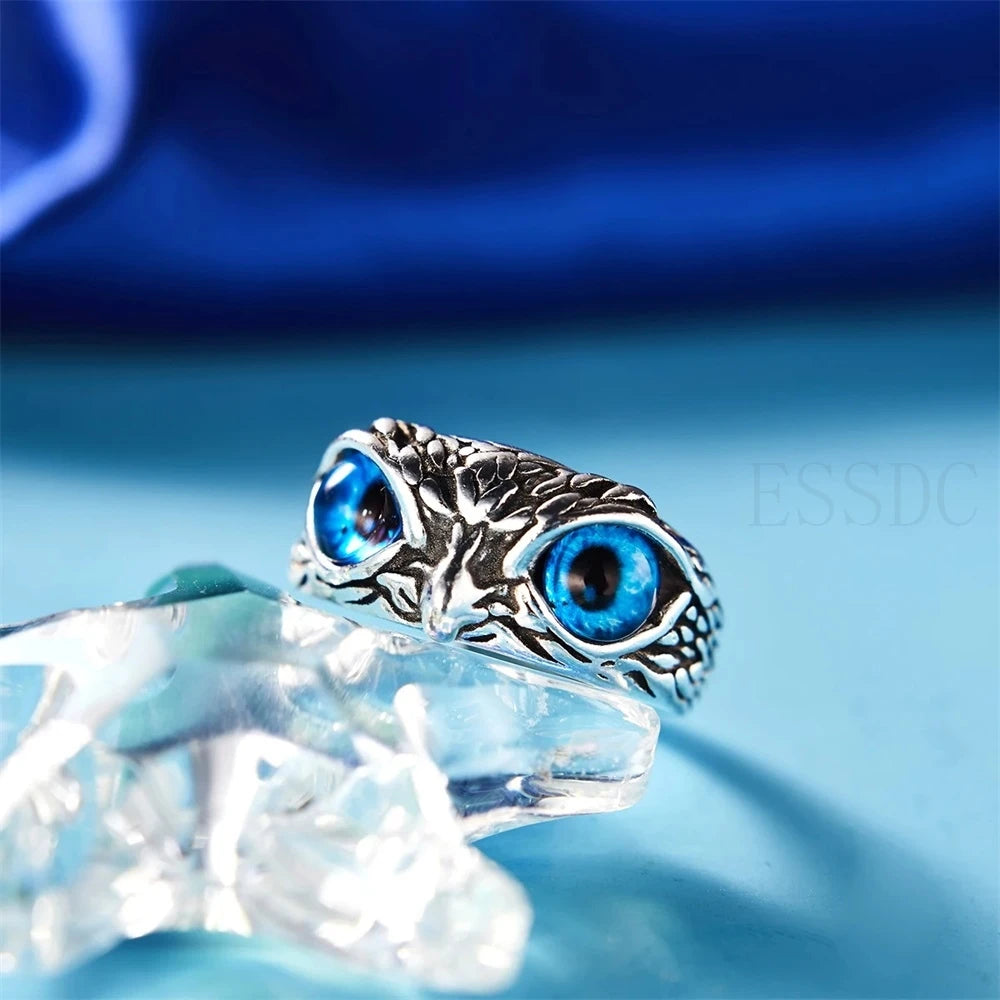 Anillo Vintage de Búho en Plata Ajustable, Estilo Gótico