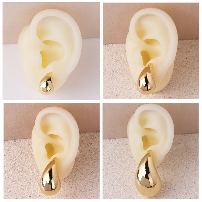 Aretes gota de agua dorados y plateados para mujer Luminé