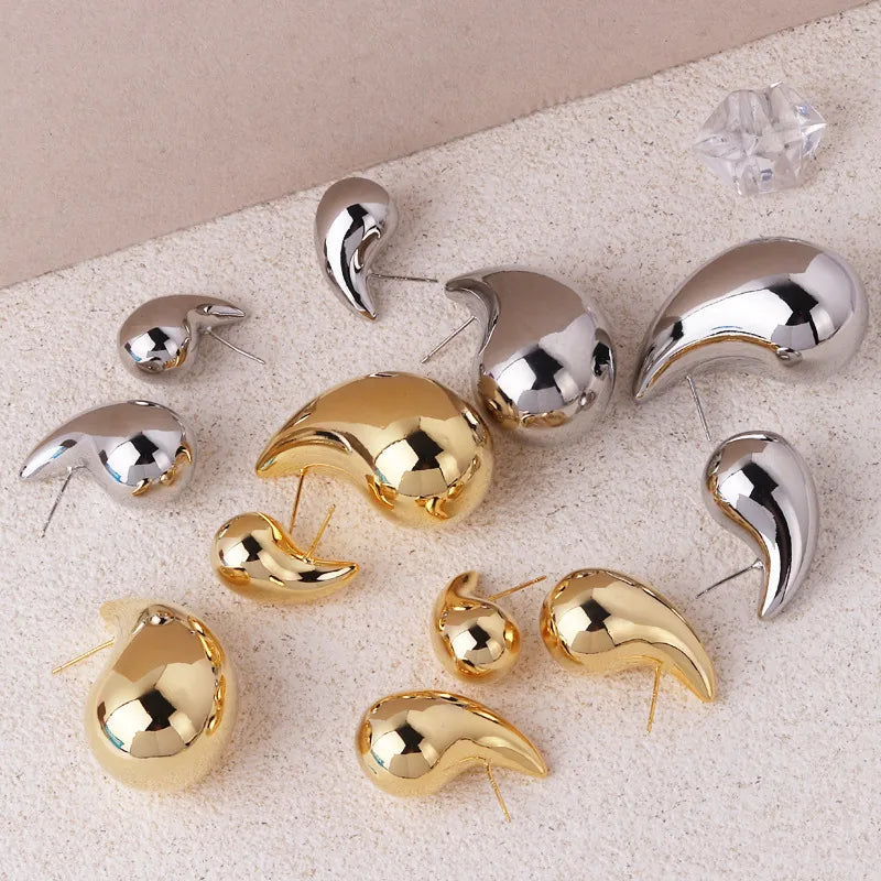 Aretes gota de agua dorados y plateados para mujer Luminé